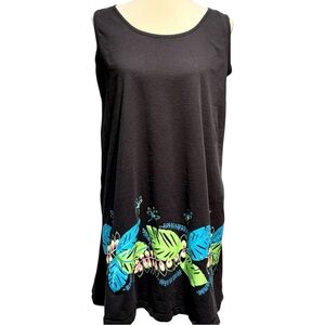 Sleeveless Black Summer Sundress by Desert Shores Size M, Blues and Greens